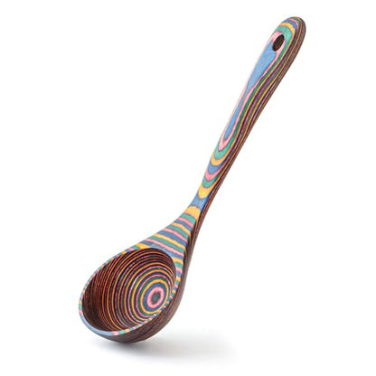 Gudamaye Pakkawood Rainbow Deep Soup Ladles,Pakkawood Ladle,10.6 inch Big Soup Ladle for Cooking,Deep Ladle Spoons,Wood Ladle, Wood Kitchen Utensils Set, Wooden Spoons for Cooking - style: 1 PC Rainbow Ladle