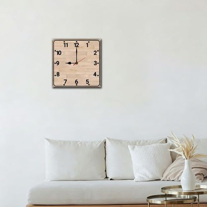 Wooden Square Wall Clock 10 Inch Minimalist Black Digital Clock Non-Ticking Battery Operated for Living Room Kitchen Bedroom Office Kids Room School - color: C1
