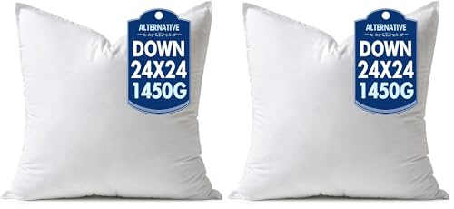 MIULEE 24x24 Down Alternative Pillow Insert Euro Decorative Throw Pillow 24 x 24 Inch Body Bed Sleeping Ultra Soft Fluffy Form for Sofa Couch Bed (Pack of 2) - size: 24x24Inch (pack of 2)