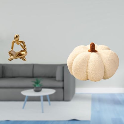Abstract Reader Figurine Set Human Statue Pumpkin Resin Office Shelf Collectibles Decorations Unique Sculpture Suitable for Anniversaries