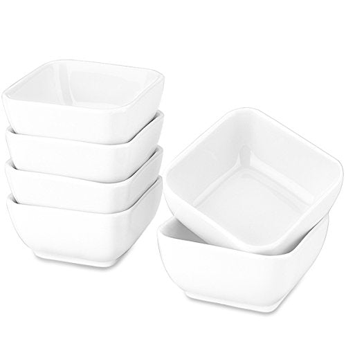DELLING 3 Oz Ceramic Dipping Bowls Set of 6, Porcelain Soy Sauce Dish - White Dip Bowls for Charcuterie Board Cups, Small Sauce Cups for Condiment Ketchup BBQ, Dipping Sauce Cups Dishwasher Safe - color: White, size: 3oz