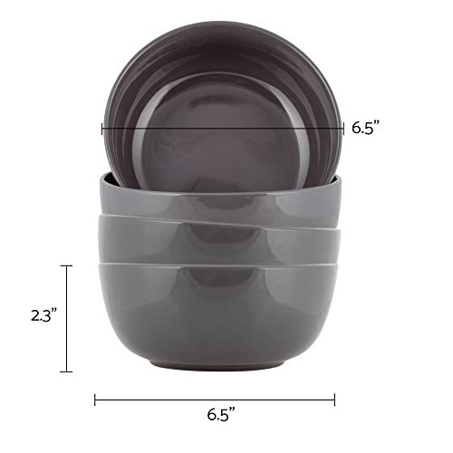 Elanze Designs Bistro Glossy Ceramic 6.5 inch Dinnerware Bowls Set of 4 - Perfect for Everyday uses from Soup, Pasta, Salad, Cereal, Ice cream, Ramen and Pho, Charcoal Grey - color: Charcoal Grey, style: 6.5 inch Soup