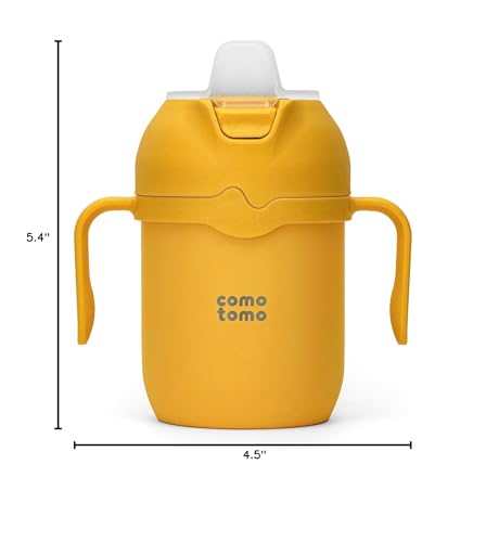 Comotomo Toddler Tumbler 8oz Insulated Sippy Cup with Silicone Straw and Spout, Yellow (Yellow) - color: Yellow
