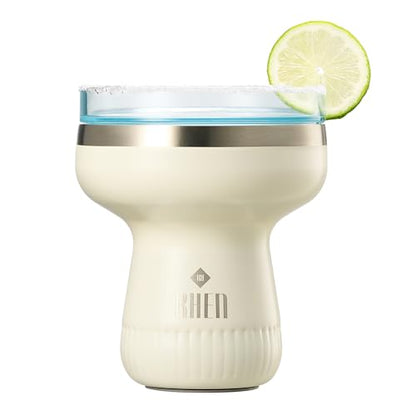 Double Wall Insulated Margarita Tumbler, Cocktail Cup - Cream Color, 16 oz | Keeps Drinks Cold 12+ Hours, Shatterproof, Portable, Travel Friendly Perfect for Margaritas, Martinis, Cocktails & Mix Drinks - color: Cream