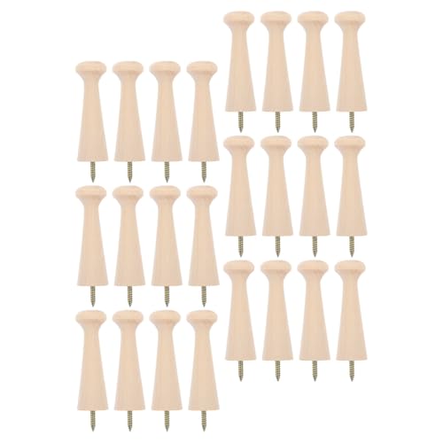 NUOBESTY 24pcs Wooden Shaker Pegs 2.7 Inch Long Wall Hooks for Hanging Clothes and Purses, Screw-on Coat Hooks Made of Beige Wood, Supports Heavy Coats, for Family Storage and Mudroom