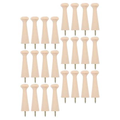 NUOBESTY 24pcs Wooden Shaker Pegs 2.7 Inch Long Wall Hooks for Hanging Clothes and Purses, Screw-on Coat Hooks Made of Beige Wood, Supports Heavy Coats, for Family Storage and Mudroom