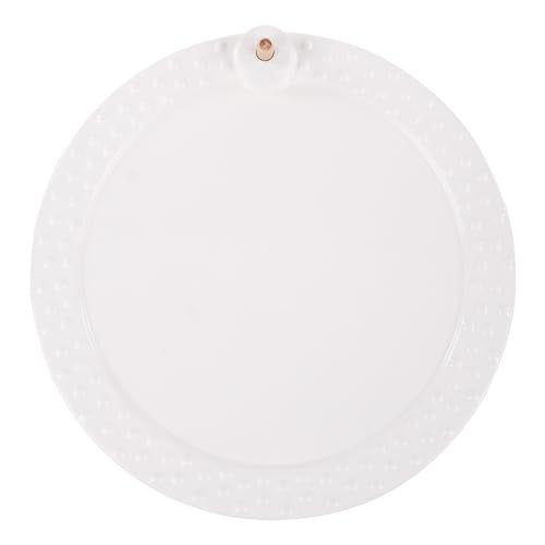 Serving Platter - 14" Ceramic Round Serving Dishes for Entertaining, White Serving Platter with Peg for Interchangeable Decorative Topper, Serving Dish for Pastries, Appetizers, Roasts - style: White Round Platter