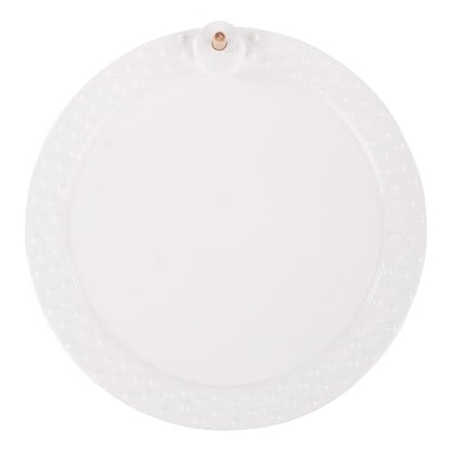 Serving Platter - 14" Ceramic Round Serving Dishes for Entertaining, White Serving Platter with Peg for Interchangeable Decorative Topper, Serving Dish for Pastries, Appetizers, Roasts - style: White Round Platter