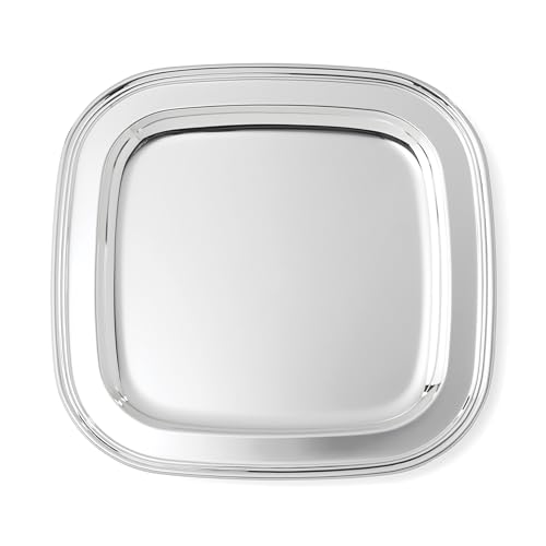 Reed & Barton Derby Silverplate Square Serving Tray, Coffee Table Decor | hand wash only | 11 x 11 inch | jewelry dish, coffee table decor, food tray, gift for women, tray decor - style: Derby Tray