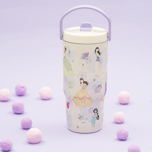 Zak Designs Disney Princess Siply 20oz Leak-Proof Straw Insulated Tumbler | BPA Free, Stainless Steel, Handle, Cupholder Friendly, Dishwasher Safe, Kids Water Bottle For School, Home, Travel, Ariel - color: Princess