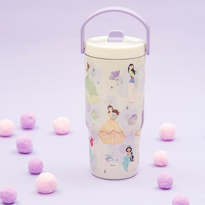 Zak Designs Disney Princess Siply 20oz Leak-Proof Straw Insulated Tumbler | BPA Free, Stainless Steel, Handle, Cupholder Friendly, Dishwasher Safe, Kids Water Bottle For School, Home, Travel, Ariel - color: Princess