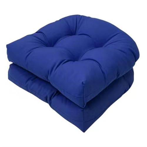 2 Pack Patio Chair Cushion 19x19x3 Inch Indoor & Outdoor Chair Cushions Waterproof Seat Cushion for Patio Furniture Tieless Anti-Slip Tufted Chair Cushion(Royal Blue) - color: Royal Blue