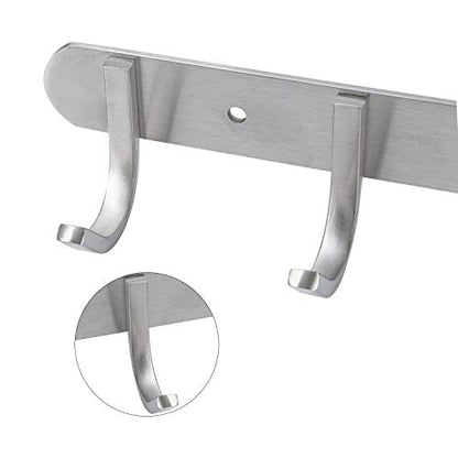 Towel Hook Rack Brushed Nickel 17-Inch Coat Hook Rail Wall Mounted with 7 Hooks, Durable Wall Hangers for Bedroom, Bathroom, Foyer, Hallway (304 Stainless Steel) - size: 7 hooks