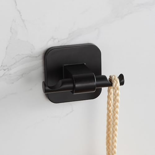 Matte Black Bathroom Accessories Set, 4 Pieces Bathroom Hardware Set, 24 inch Towel Bar, Towel Racks, Robe Towel Hooks, Toilet Paper Holder Wall Mounted Or Self-Adhesive,Stainless Steel and Plastic - color: Matte Black