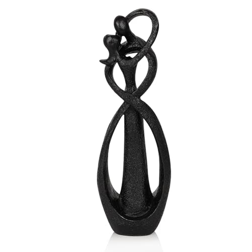 Trycooling Kissing Lovers Statue Abstract Sculpture, Black, Small | Resin Statues Collectible Figurines, Modern Home Decoration for Living Room Office Shelves Coffee Table Desk Decor - color: Black, size: Small