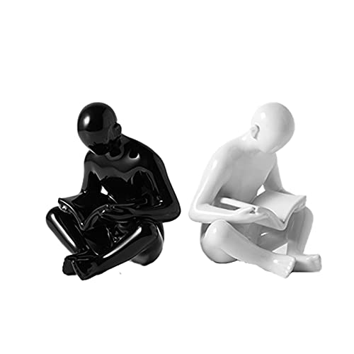 Desktop Ornaments 2 Pieces of Figure Sculptures Set Ceramic Material Bookends Home Decorations Small Ornaments Home Desk Decorations Handicrafts Desktop Decor