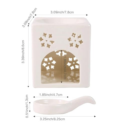 Essential Oil Burner for Scented Oil, Oil Warmer, Tealight Waxmelt Warmer, Candle Diffuser, Tea Light Holder, Square