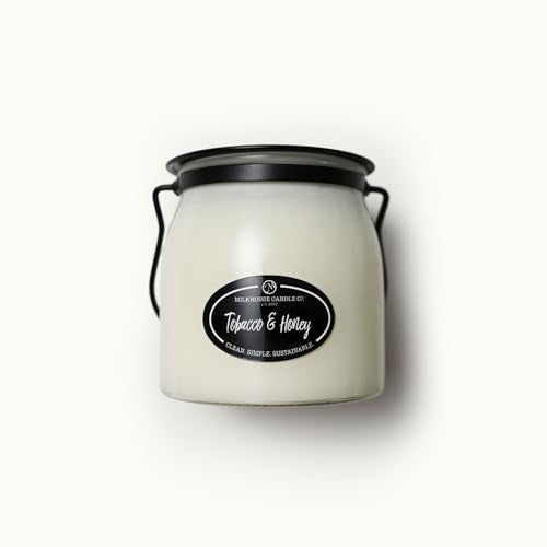 Milkhouse Tobacco & Honey Soy Candle, 16 oz Butter Jar, 65+ Hr Burn | Clean-Burning, Soy Wax, Cotton Wick, Made in the USA - size: 16 oz