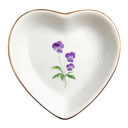 Birth Month Flower Ring Jewelry Dish Tray-Floral Ring Holder for Hippie,Nature,Pace-Birthday Gifts for Mom,Mother-in-law,Step Mom,Aunt,Grandma,Sister,Friends (2 - February (Viole)) - style: 2 - February (Viole)