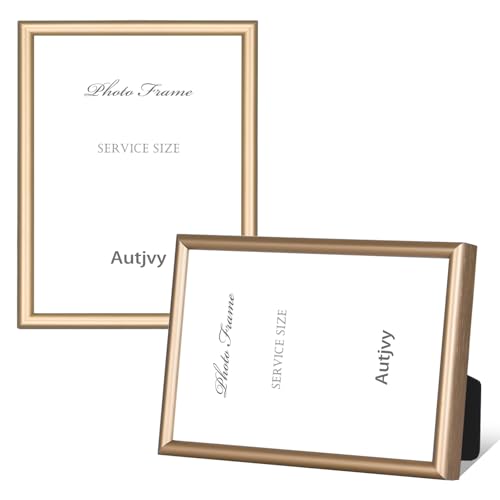 3x4 Picture Frame 2-Pack, Brass Thin Metal, HD Glass Wall/Table | Modern Simple Thin Aluminum Metal, Tabletop and Wall Display, elegant ornament for daily family photo storage - color: Brass, size: 3x4