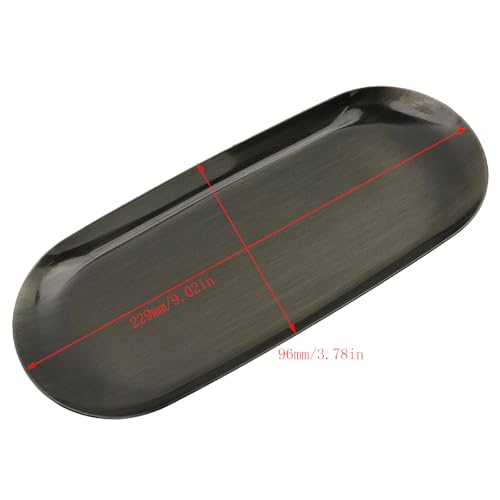 Dnyta 2Pcs Stainless Steel Decorative Tray for Bathroom and Dresser Counter | Decor Jewelry Dish, Decor Makeup Serving Trays for Cosmetics Keys Watch Wallet Trinket (9"x3.8", Oval, Bronze) - style: Oval retro bronze style (2pcs)