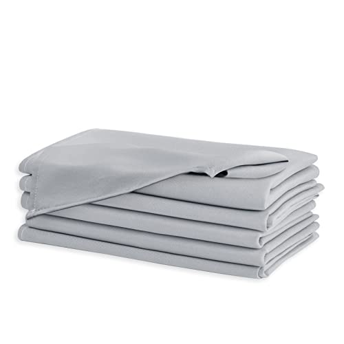 Silver Grey Cloth Napkins Set of 6, 18 x 18 Inch, Washable Dinner Napkins with Hemmed Edges for Restaurant, Wedding and Holiday - color: Silver, size: 18" x 18" (Set of 6)