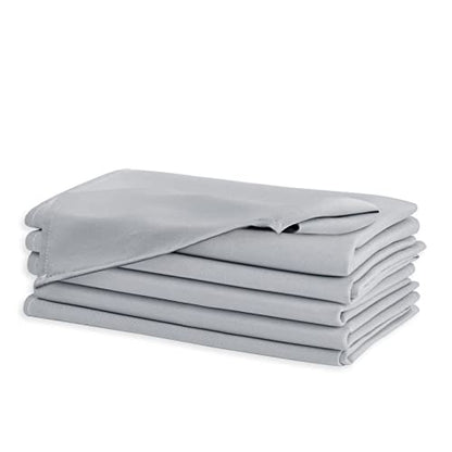 Silver Grey Cloth Napkins Set of 6, 18 x 18 Inch, Washable Dinner Napkins with Hemmed Edges for Restaurant, Wedding and Holiday - color: Silver, size: 18" x 18" (Set of 6)