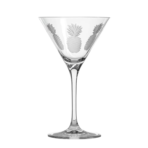 Rolf Glass Fresh Pineapple Martini Glass | Lead-Free Glasses | Proudly Made in the USA | Engraved Tropical Pineapple Martini Glasses | Set of 4 - color: Martini, size: Set of 4