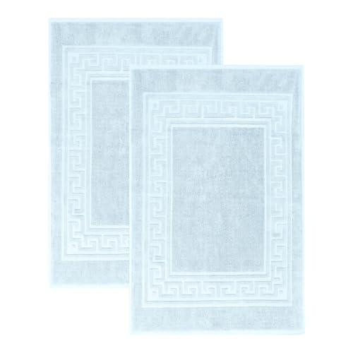 Superior Heavyweight Cotton Bath Mats, Bath Rugs For Bathroom Accessories, Washable Rug For Shower, Toilet, Modern Decor, No Backing, Luxury Hotel And Spa Quality, Set of 2, 22" x 35", Light Blue - color: Light Blue, size: 22" x 35" (Set of 2)