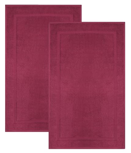 COTTON CRAFT Bath Mats - 2 Pack Tub Shower Floor Mat - 21x34- Burgundy | Ultra Absorbent Plush 1000 GSM Pure Cotton Banded Border Luxury Towel Rug - Not a Bathroom Rug - color: Burgundy, size: 2 Pack