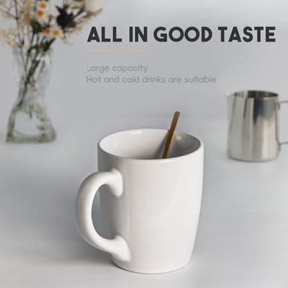 harebe 20 OZ Large Coffee Mug, Ceramic Tea Cup for Office and Home, Big Capacity with Handle, Cups for Men Women Mug Lovers, Microwave & Dishwasher Safe, White - color: White