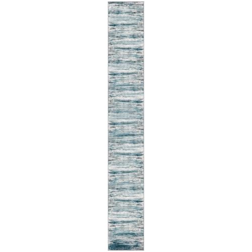 KOZYFLY Modern Abstract Hallway Runner Rug, 2.6x18 Washable Rug Runner Non-Slip Soft Striped Stair Runner Rugs, Print Blue Carpet Runner for Kitchen Entryway Bathroom Laundry Room Foyer - color: Blue, size: 2'8" x 18' (Runner)