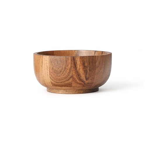 Acacia Wood Round Serving Bowls Set of 4 U Shape with Round Bottom Handmade 4.75 Inch Medium Brown - size: 4 U Shape with Round Bottom Bowls of 4.75-Inch
