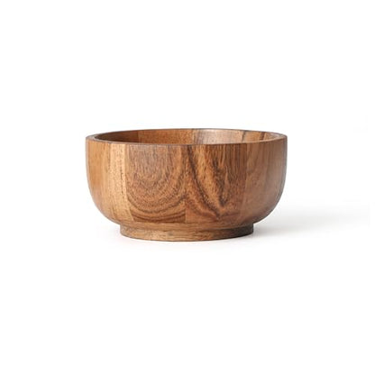 Acacia Wood Round Serving Bowls Set of 4 U Shape with Round Bottom Handmade 4.75 Inch Medium Brown - size: 4 U Shape with Round Bottom Bowls of 4.75-Inch