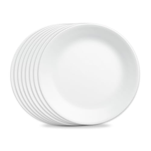 Corelle Vitrelle 8-Piece Dinner Plates Set Triple Layer Glass and Chip Resistant, Lightweight Round Plates, Winter Frost White - size: 10.25" Dinner Plates