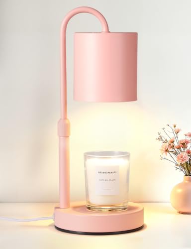 Dimmable Candle Warmer Lamp with Timer, Height Adjustable Electric Candle Wax Warmer, Birthday Gifts for Women Mom, House Warming Gifts New Home Decor, Solid Wood Base, Pure Pink - color: Pure Pink