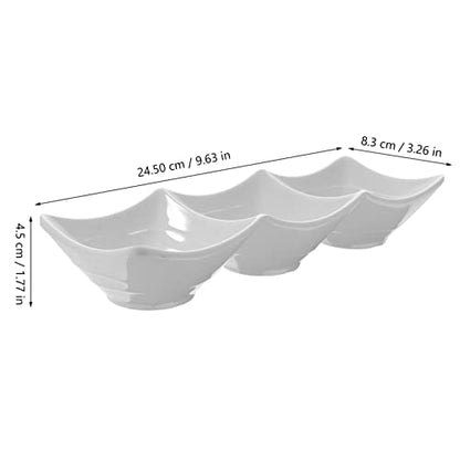 Kichvoe Three-Grid Sauce Dipping Tray 9.65 Inch Divided Serving Dish for Condiments Snacks and Seasonings Reusable Appetizer Plate for Home and Party