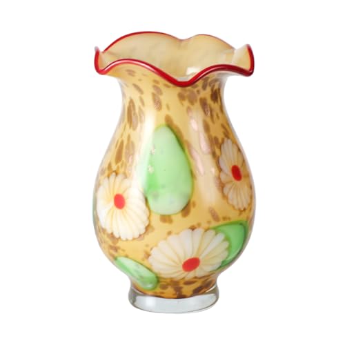 KAMMAK Colored Glass Vase, Beautiful Hand Blown Decorative Vase, Modern Art Vase for Flower Mantle Dining Table Centerpiece, Entryway Living Room Wedding Decoration, 8HPFH02052 - style: 8HPFH02052