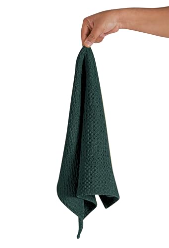 Native Fab 100% Cotton Premium Waffle Kitchen Towels, 4 Pack, 16" x 26", Super Absorbent Reusable Cleaning Cloths, Tea Towels, Machine Washable Hand Towels, Olive Green - color: Olive Green Premium, size: Set of 4