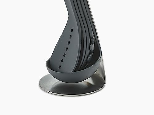 Joseph Joseph Nest 5 Compact Stacking Utensils kitchen tool set with magnetic storage stand, organization, dishwasher safe - Dark Gray/Stainless Steel - color: Black/Stainless Steel