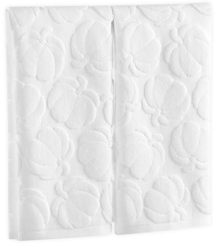 Quera 2 Pack Hand Towels Fall Pumpkin Thanksgiving Bathroom Decorative Towels Set for Drying, Cleaning, Cooking, Holiday 13.7'' x 29.5'', White - color: White