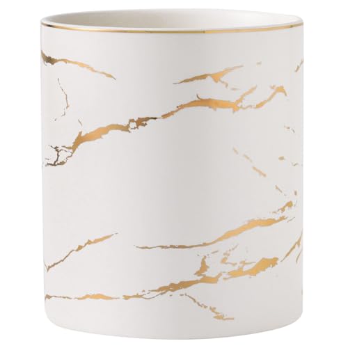 7" Marble Utensil Holder, Large Kitchen Utensil Holder Organizer , Golden Marble White Stable Utensil Crock Spatula Holder for Kitchen Counter Countertop Farmhouse Cooking Tools Holder - color: Marble White, size: 7.2inch