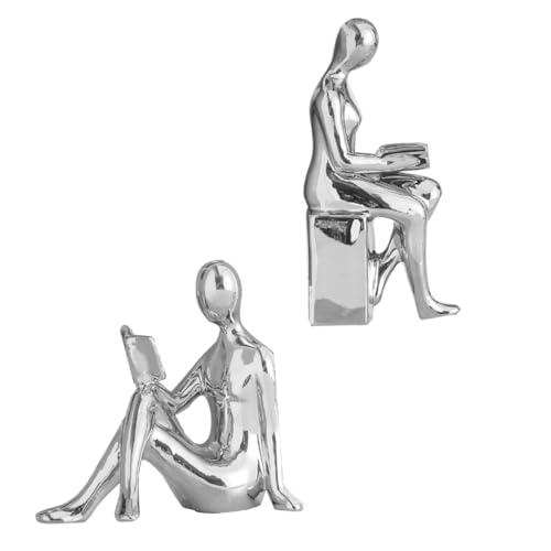 SOLUSTRE Vintage Room Decor Bookends Ceramic Reading Figurines Desk Decor Statue
