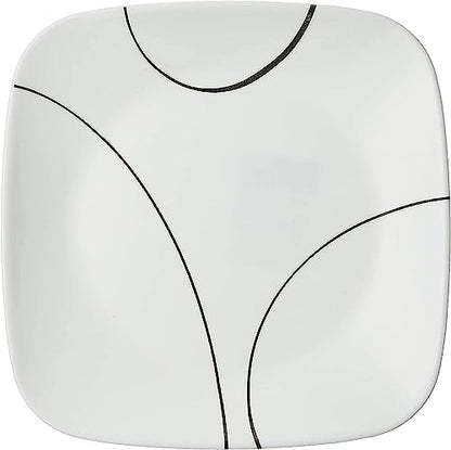Corelle Vitrelle 6-Piece Salad Plate Set, Triple Layer Glass and Chip Resistant, Lightweight Square 8-1/2-Inch Plates Set, Simple Lines - size: 8.5" Lunch Plates
