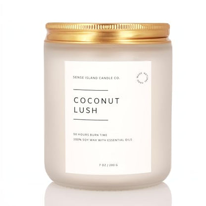 Coconut Lush Scented Candle | Inspired by VS Coconut Passion | 7oz Soy Wax Long Lasting Scented Candle for Women | Gift for Women Sensual Warm and Cozy Fragrance - color: Coconut Lush