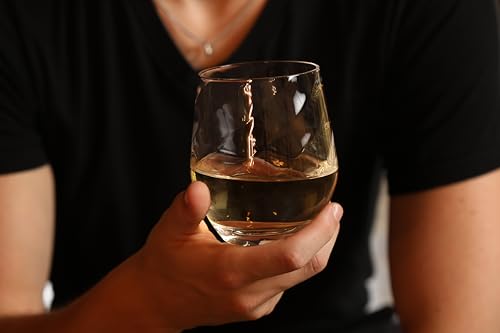 Üllo Aer Crystal Stemless Wine Glasses with Aerating Swirl Design for Enhanced Flavor, Clear, Set of 4