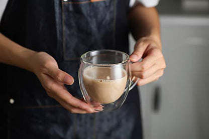 KitchenTour Insulated Coffee Mug 8 oz- Double Wall Glass Coffee Cup with Handle Set of 4 - Clear Glass Drinkware for Espresso，Cappuccino, Latte，Hot Beverages - style: 8oz