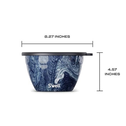 S’well Stainless Steel 64oz Salad Bowl Kit, Azurite Color, Includes 2oz Condiment Container and Removable Tray, Leak-Proof, Easy to Clean, Dishwasher Safe - color: Azurite Marble, size: 64oz