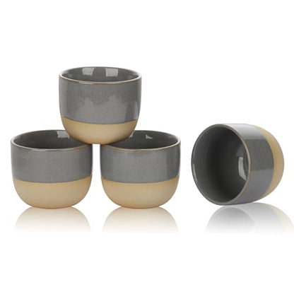 VanEnjoy Espresso Cups Set of 4 Stackable Coffee Mugs Colorful Unique Ceramic Glazed Demitasse Espresso Cups Gray Ceramic Espresso Mugs 5oz Espresso Cups for Tea Coffee - color: Blue