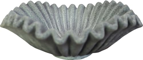 Large Decorative Handmade Bowl Decor , Modern Home Decoration, Fan Shaped Bowl, Ruffle Decor, Stylish Key Bowl for Entry Table, Decorative Fruit Bowl for Kitchen Counter, Artificial Stone Marble Color - color: Marble Color, size: 10.5inch